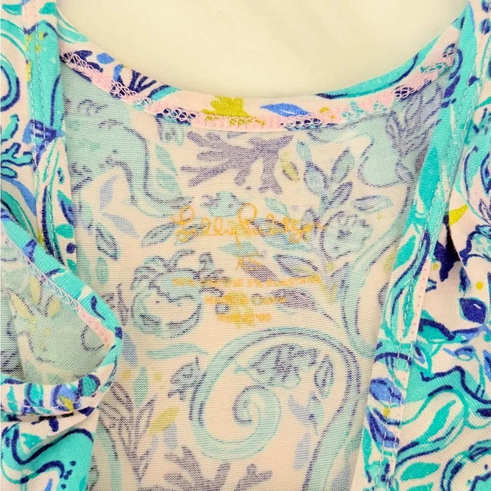 Lilly Pulitzer Blue and White Fitted Sleeveless Tank Top - Picture 3 of 3